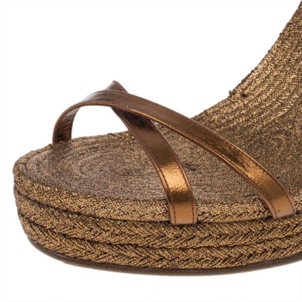 GUCCI Bronze Metallic Lia Espadrilles Wedge Platforms 😍 - Picture 10 of 12